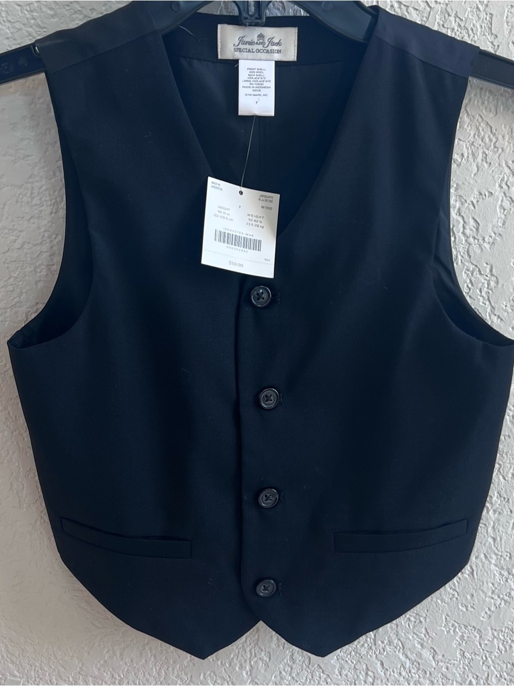 Janie and Jack Black Special Occasion Vest NWT